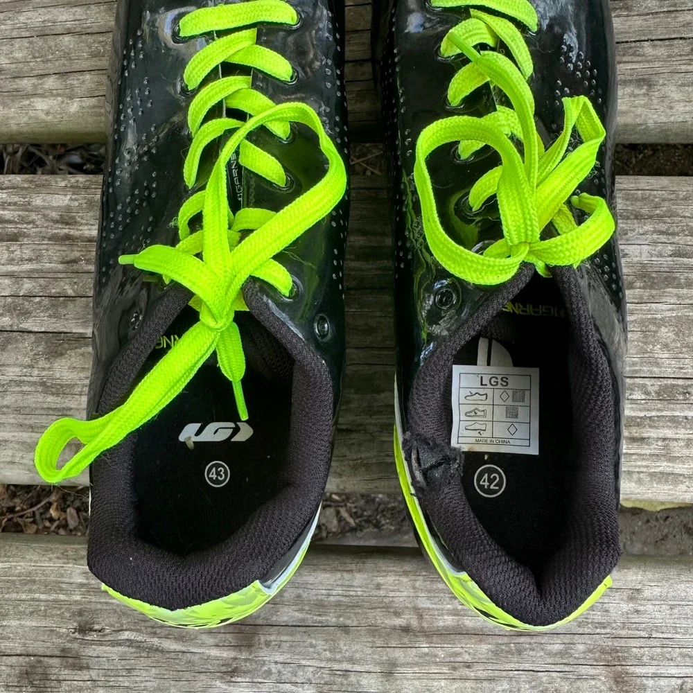 Louis Garneau LGS Cycling Shoes Black & Neon Yellow Road Bike EU 42/43‎ US Sz 9